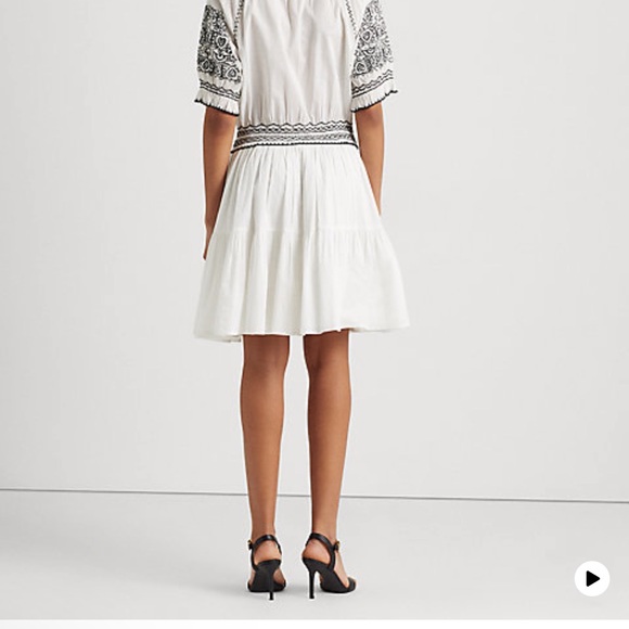 NWT Women Lauren Ralph Lauren Embroidered Cotton Voile Dress White  Lined Sz 10 - Picture 2 of 16